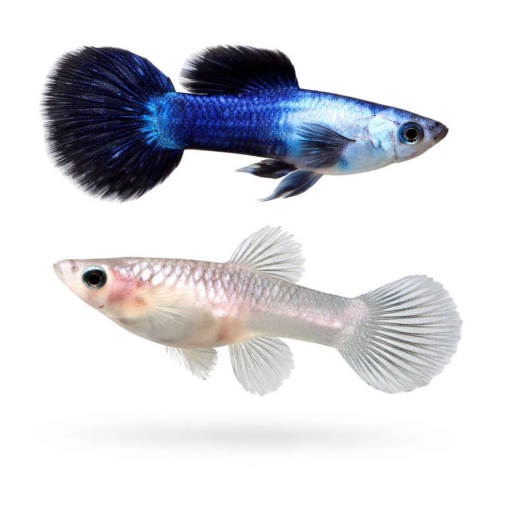 Blue Panda Guppy Pair (Live Fish)