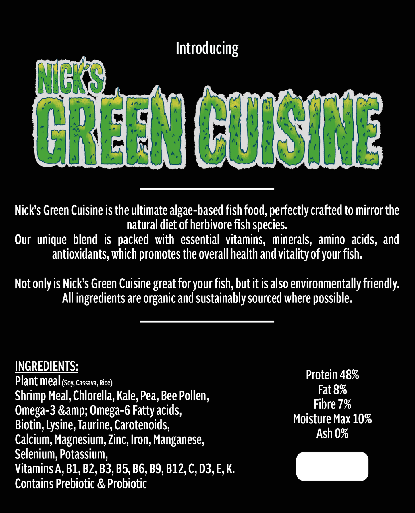 PureFin - Nick's Green Cuisine Fish Food